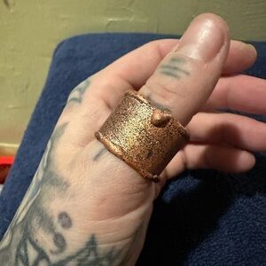 Rustic Brutalist Copper Ring 11